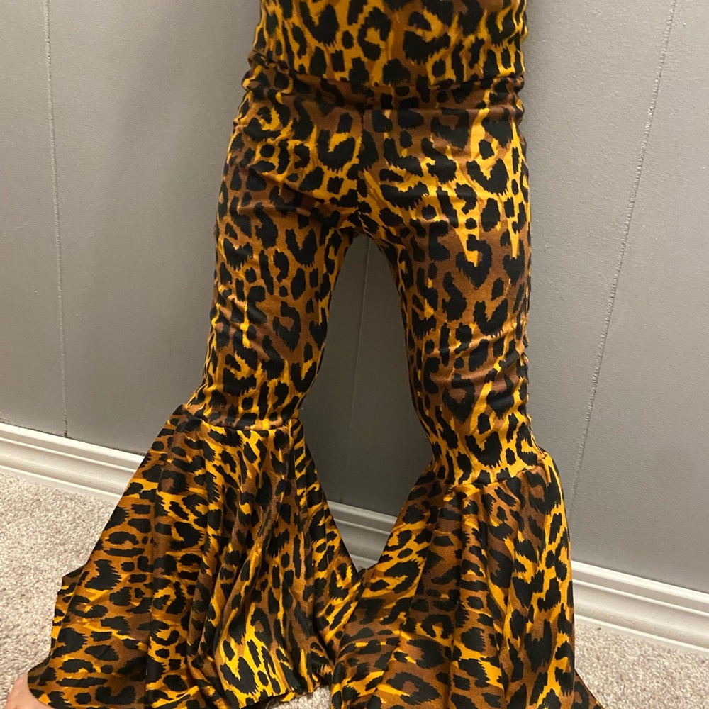 Little girls cheetah print bell bottoms